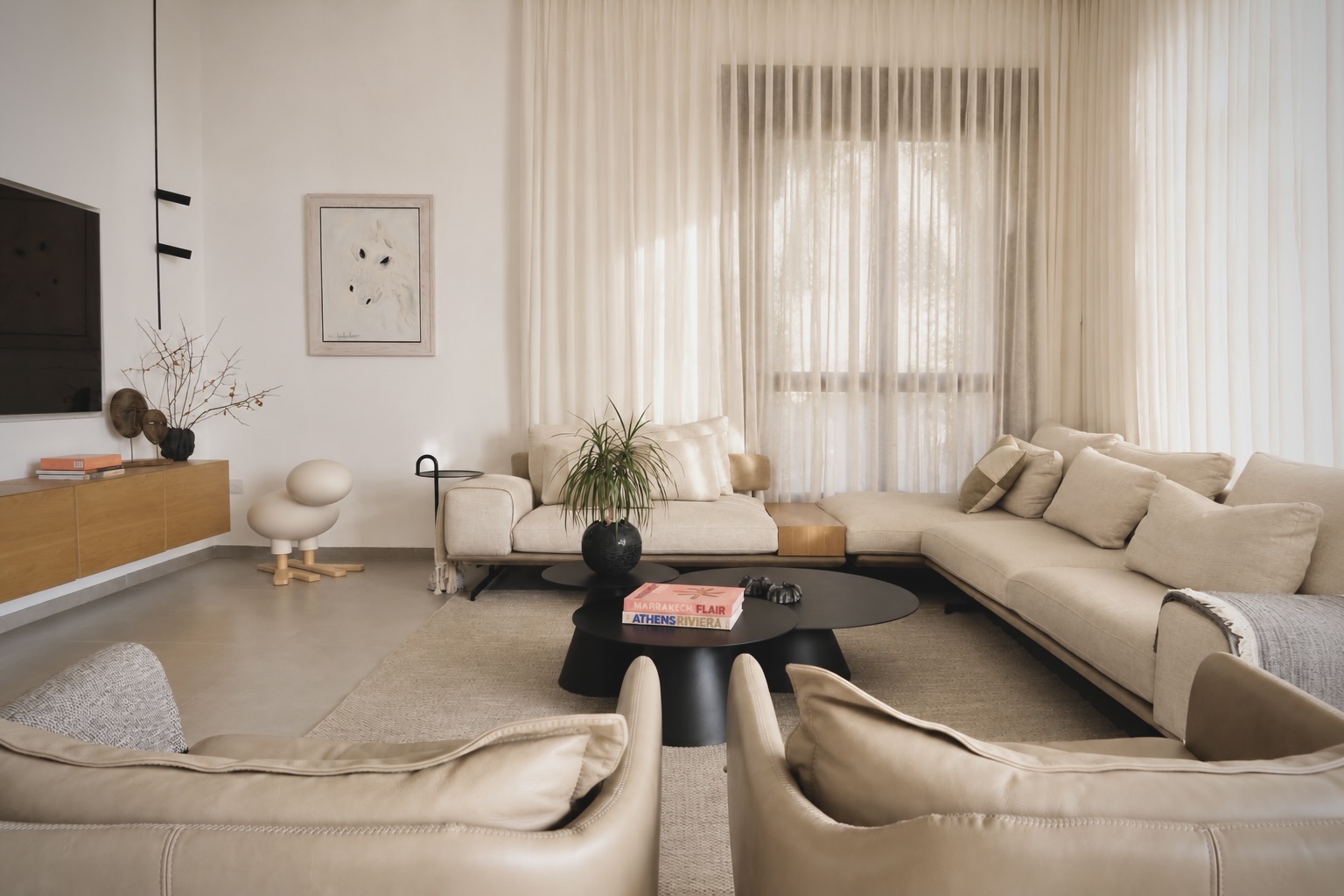 Mota Project — living room with linen sectional