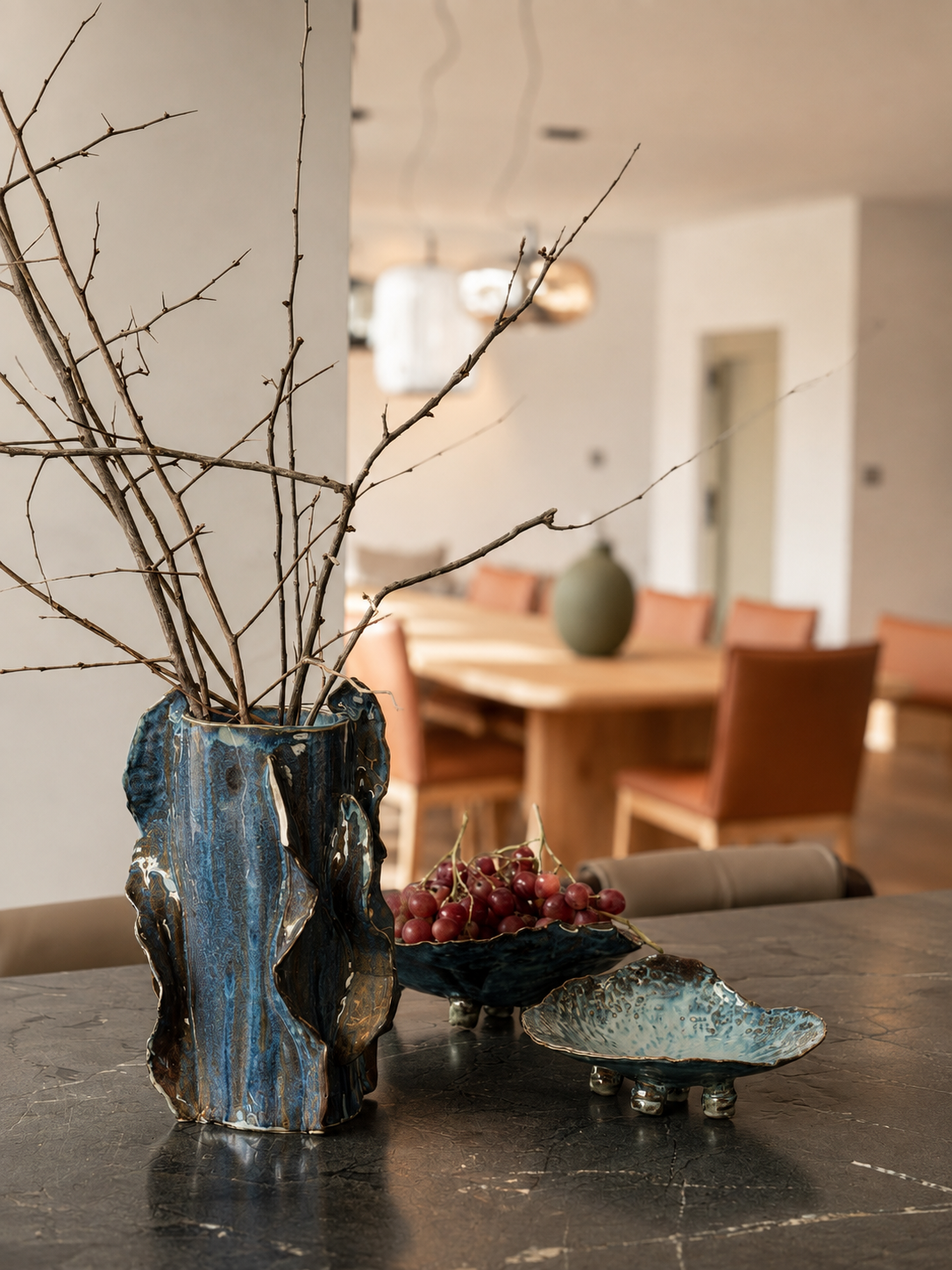Vine Project — ceramic vessel vignette on stone counter