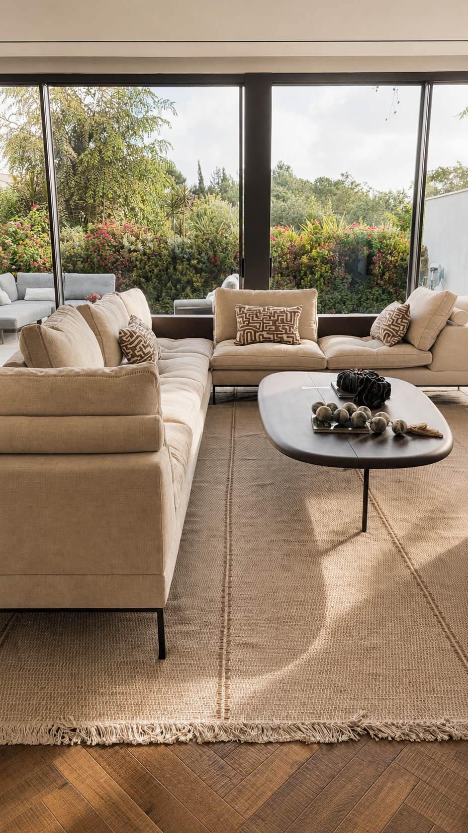 Vine Project — living room sectional facing the garden